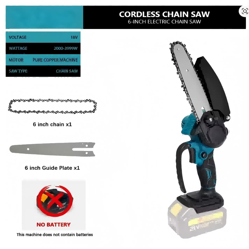 Mini Electric Chainsaw 6 Inch - 1700 tr/min 6 pouces Mini Li-Ion