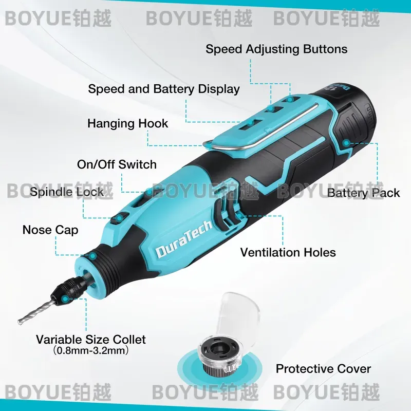 Cordless Rotary Tool Kit Accessories - Outil rotatif sans fil 12V, 5000-35000