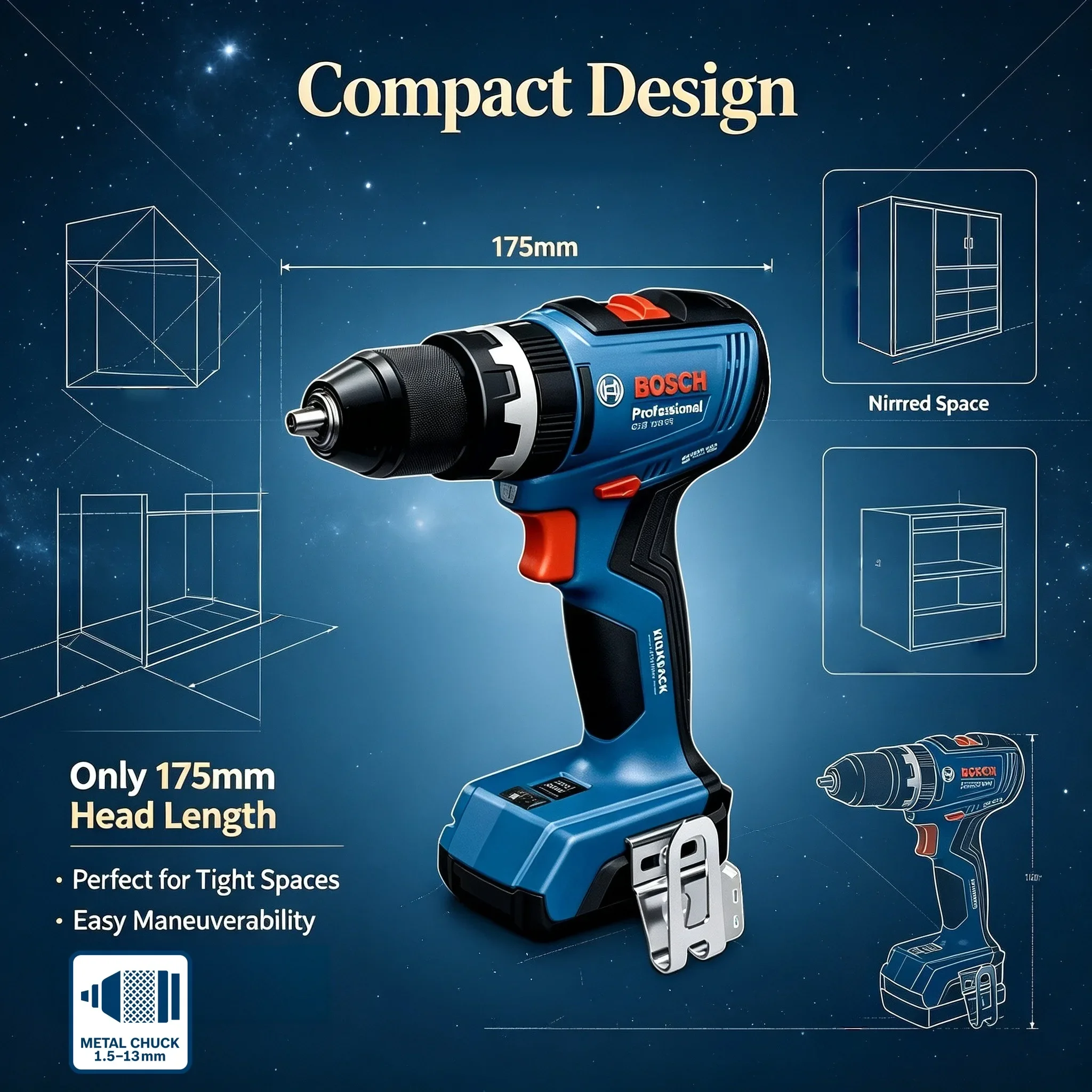 Brushless Cordless Electric Drill 18V - Perceuse-visseuse sans fil sans balais BOSCH