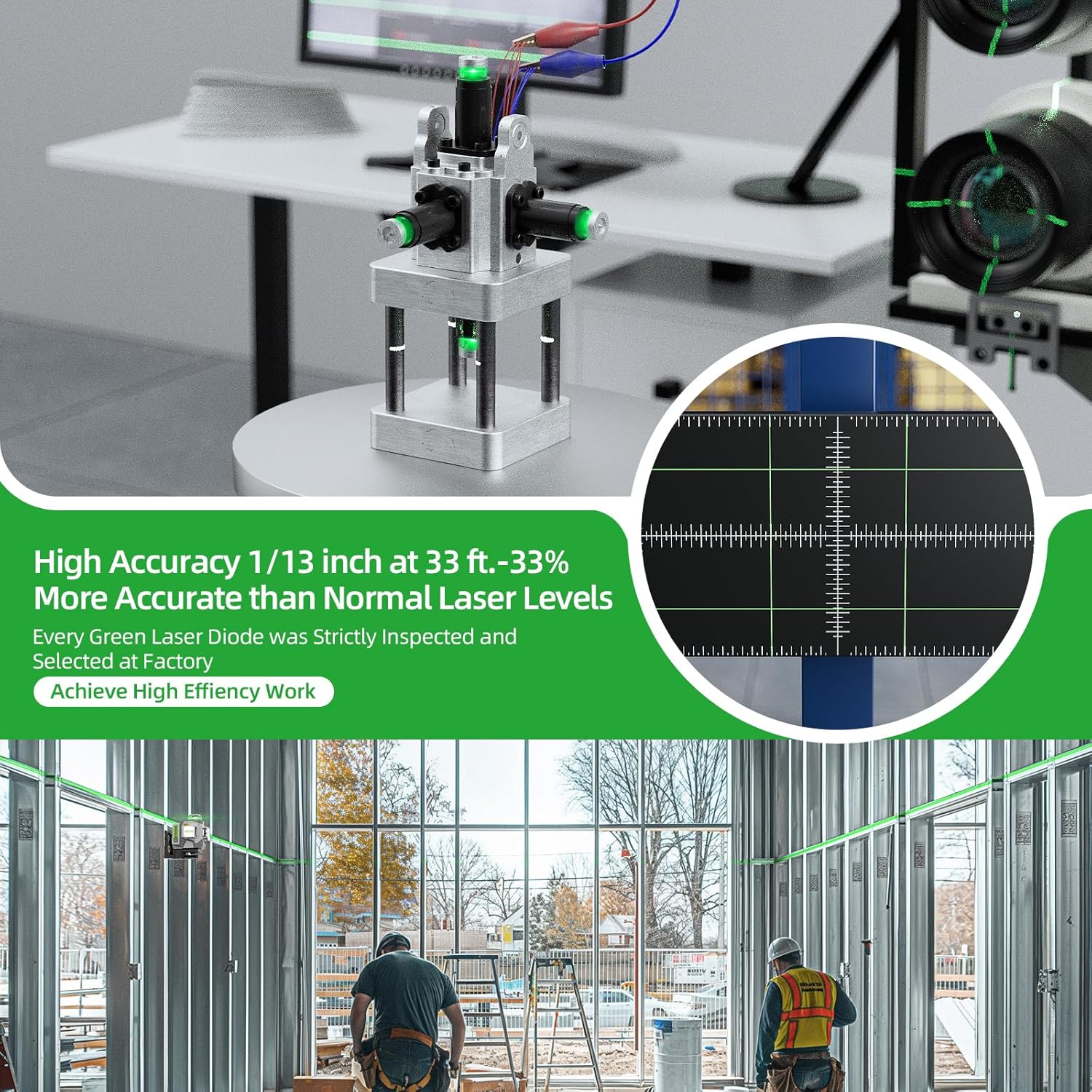 Huepar-Niveau laser vert 4D cr - Laser Level 16 Lines 4D Green avis et prix